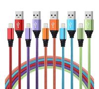 Aurnoet iPhone Charger 10FT 5Pack Apple MFi Certified Lightning Cable Fast Charging Nylon Braided USB-A to Lightning Compatible with iPhone 14/13 mini/14/13/12/11 Pro MAX/XR/XS/8/7/Plus/6S/SE/iPad