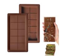 Aurobest 2pcs Deep Chocolate Bar Moulds, Silicone Thick Chocolate Mould, 20 Cavity Reusable Big Candy Moulds, Food Grade, DIY Making Set, Easy to Release, Dishwasher Safe (Brown)