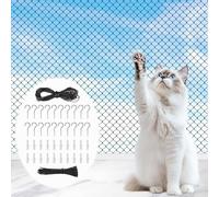 Aurobest 4 x 3m Balcony Cat Net with 15m Fixing Rope, Cat Anti-Fall Safety Net Set, Steel Wire Reinforced Pets Netting, Cats Protection Netting for Balconies, Windows, Patios, Fences, Terrace (Black)