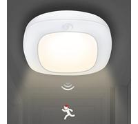 aurogeek Motion Sensor Ceiling Light LED: Battery Operated Bright Activated Indoor Outdoor Wall Lights for Shed Loft Porch Toilet Garage Stair Hallway Cupboard 250LM(Battery Not Included)
