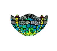 Auroh 12 Inch Tiffany Style Wall Sconce Light, Green Dragonfly Design Stained Glass Wall Lamp Sconce for Room, Lounge, Corridor, Hallway (TWL-1015)