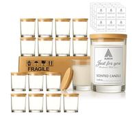Auroh 15 Glass Candle Jars 7oz with Bamboo Lids - Clear Containers