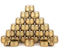 Auroh 24 Candle Tins 4oz Gold - Metal Candle Jars with Lids