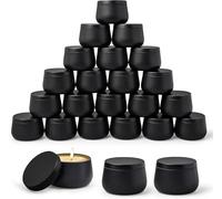 Auroh 24 Pack Candle Tins Black - 4 OZ Candle Jars for Candle Making - Ideal Candle Making Jars for Professionals as Well as hobbyists