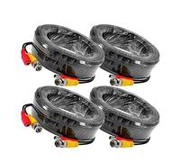 Auroh 4 Pack 15M / 49 feet BNC Video Power Cable 2-in-1 Pre-made Black Security Camera CCTV Cable for HD Surveillance Camera and DVR System Installation