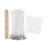 Auroh 40 Candle Wicks 8cm - Pre-Waxed Cotton Wicks with Holders