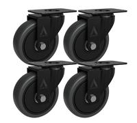 Auroh 4x Castor Wheels 100mm - 600KG Heavy Duty Large Polypropylene Swivel Furniture Caster - Set of 4 Grey Wheels Low Noise Castors for Furniture (Set of 4 without Brakes)