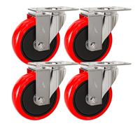 Auroh 4x Castor Wheels Large 100mm - 600KG Heavy Duty Polypropylene Swivel trolley wheels - Set of 4 Low Noise Castors for Furniture (Pack of 4 without Brakes)