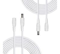 Auroh Pack of 2-3M/5M/10M DC 12V CCTV Power Extension Cable White 2.1 x 5.5mm Male to Female, Power Supply Adapter Extender Cord for CCTV Security Cameras, DVRs, LED Strips, Routers (1 Meter)