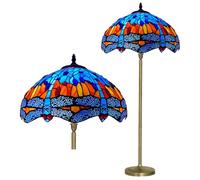 Auroh Tiffany Floor Lamps Stunning Quality Handcrafted 16 inch Stained Glass Lamp Shades Antique Design Floor Lamp for Living Room Bedroom Hallway Gallery (TFL-1602)