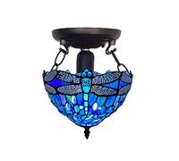 Auroh Tiffany Style Ceiling Lamps Stained Glass Handcrafted Lamp Shades Antique Design Ceiling Light for Living Room Bedroom Lounge Hallway (C-1007)