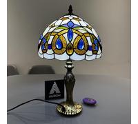 Auroh Tiffany Style Table Lamp Stained Glass Handcrafted Lampshade Antique Design Base Table Lamps for Living Room Bedside Desk Bedroom Coffee (TFTL-1004)