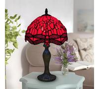 Auroh Tiffany Table Lamp Handcrafted Stained Glass Lamp Shades Stunning Quality Antique Design Base Desk Lamp for Living Room Bedroom Bedside Lamps Coffee Table (TFTL-1006)