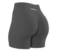 AUROLA CAMO Collection Workout Shorts for Women Subtle Logo Seamless Scrunch Active Short, Coal Grey, S