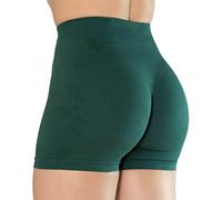 AUROLA CAMO Collection Workout Shorts for Women Subtle Logo Seamless Scrunch Gym Yoga Running Active Short, Camo-Alpine Green, XS