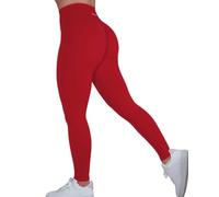 AUROLA Dream Collection Workout Leggings for Women High Waist Seamless Scrunch Athletic Running Gym Fitness Active Pants, Chinese Red, S