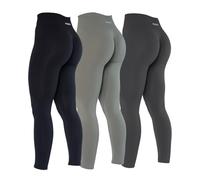 AUROLA Dream Collection Workout Leggings for Women High Waist Seamless Scrunch Athletic Running Gym Fitness Active Pants, Pack(Black/Asphalt Grey/Ultimate Gray), M