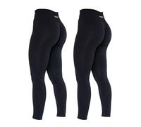 AUROLA Dream Collection Workout Leggings for Women High Waist Seamless Scrunch Athletic Running Gym Fitness Active Pants, Set(black+black), XS