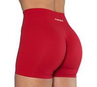 AUROLA Dream Collection Workout Shorts for Women High Waist Seamless Scrunch Athletic Running Gym Yoga Active Shorts Black, Chinese Red, M