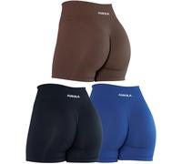 AUROLA Dream Collection Workout Shorts for Women Scrunch Seamless Soft High Waist Gym Shorts, Pack (Dark Black/Surf The Web/Java Coffee), M