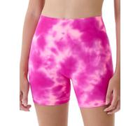 AUROLA Dream Tie Dye Workout Shorts for Women Exercise Gym Seamless Scrunch Soft Active Shorts, Pink Tie Dye, M