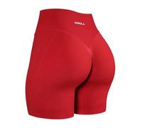 AUROLA Impressive Collection Workout Shorts for Women,High Waisted V-Shape Seam Gym Embossed Logo Athletic Fitness Short, Chili Red, M