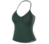 AUROLA Influence Longline Strappy Workout Halter Tops for Women,Removable Cups Padded Bras Impact Gym Yoga Sleeveless Tank Top, Eden Green, M