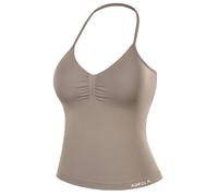 AUROLA Influence Longline Strappy Workout Halter Tops for Women,Removable Cups Padded Bras Impact Gym Yoga Sleeveless Top, Natural, S
