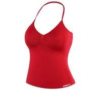 AUROLA Influence Longline Strappy Workout Halter Tops for Women,Removable Cups Padded Bras Impact Gym Yoga Sleeveless Top, Chili Red, S