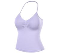 AUROLA Influence Longline Strappy Workout Halter Tops for Women,Removable Cups Padded Bras Impact Gym Yoga Sleeveless Top, Lavender, L