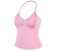 AUROLA Influence Longline Strappy Workout Halter Tops for Women,Removable Cups Padded Bras Impact Sleeveless Tank Top, Sweet Pink, S