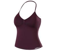 AUROLA Influence Longline Strappy Workout Halter Tops for Women,Removable Cups Padded Bras Impact Sleeveless Tank Top, Black Cherry, L