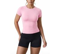 AUROLA Influence Women's Seamless Short Sleeve Slim Fit Workout Top, Sweet Pink, M