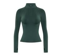 AUROLA Influence Workout Jacket for Women, Half Zip Cropped Slim Fit Long Sleeve Yoga Jackets Athletic Top with Thumb Holes