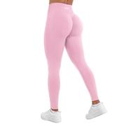 AUROLA Influence Workout Leggings for Women, Seamless Compression Tummy Control Leggings Mid Rise Yoga Pants, Sweet Pink, XL