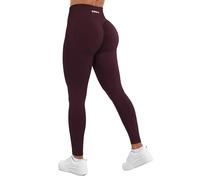 AUROLA Influence Workout Leggings for Women, Seamless Compression Tummy Control Leggings Mid Rise Yoga Pants, Black Cherry, S