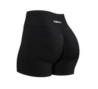 AUROLA Influence Workout Shorts for Women,2.5 3.5 4.5 5.5 6.5 No Roll Up Squat Proof Scrunch Seamless Compression Gym Short, Black, L