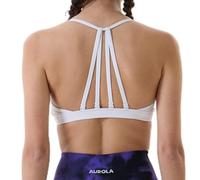 AUROLA Mercury Workout Sports Bras Women Athletic Removable Padded Backless Strapy Gym Yoga Crop Top, Mercury-solid-crescent White, M