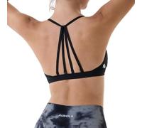 AUROLA Mercury Workout Sports Bras Women Athletic Removable Padded Backless Strapy Gym Yoga Crop Top, Mercury-Solid-Black, M