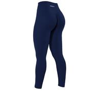 AUROLA Power Workout Leggings for Women Tummy Control Squat Proof Ribbed Thick Seamless Scrunch Active Pants, Naval Academy, Large