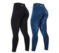AUROLA Serpent Women's Scrunch Seamless Compression Workout Leggings, Pack (Black + Water Blue), S