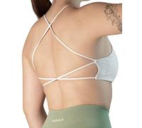 AUROLA Workout Sports Bras Women Athletic Removable Backless Strappy Criss Cross Light Support Gym Fitness Yoga Crop Bra, Solid-Crescent White, L