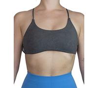 AUROLA Workout Sports Bras Women Athletic Removable Backless Strappy Criss Cross Light Support Gym Fitness Yoga Crop Bra, Ice Flower-Dark Grey, L