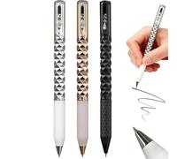 AurolaGlow 3PCS Geometric Metal Crinkle Fidget Pen, Shape-Shifting Switch Sensory, 0.5mm Retractable Gel Pen for Stress Relief, Smooth Writing, Fun Gift for School & Office, Multicolor