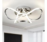 AUROLITE AL1016D Contemporary LED Chrome Semi Flush Ceiling Light, 36W 2200LM, Dimmable, 4000K Cool White, Modern Swirl Design, Ideal for Lounge, Living Room and Bedroom, 36 W