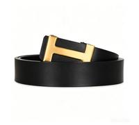 Aurolran Men&Womens Leather Dress Belt Business Automatic Buckle Belt Color-Black Silver Gold, A11-black-gold-genuine Leather, 45 inches Length Adjustable