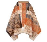 Aurolran Scarfs for Women Pashmina Silky Shawl Wrap for Evening Dressing Blanket Open Front Poncho Cape, Scf006-tan-orange-letter, Standard