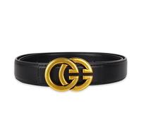 Aurolran Women's Leather Belt with Buckle - Ideal for Dresses, Jeans, and Coats, Act-black-gold, 36-39 (Pant 18-20)