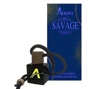 Auronna Car Air Freshener Savage Hanging Car Diffuser For Men & Women - Long Lasting Vehicle Perfume - Wooden Cap & Cube Bottle With 8ml Filling (Savage)