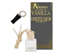 Auronna Car Air Freshener Vanilla Hanging Car Diffuser For Men & Women - Long Lasting Vehicle Perfume - Wooden Cap & Cube Bottle With 8ml Filling (Vanilla)